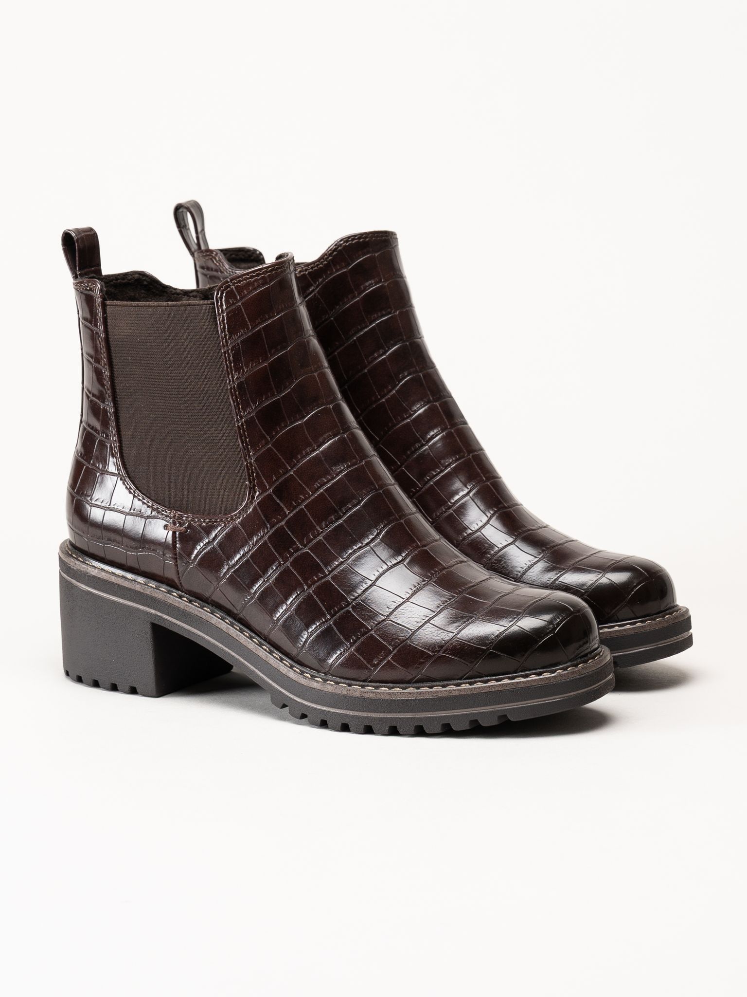 Marco Tozzi - Mörkbruna fodrade boots