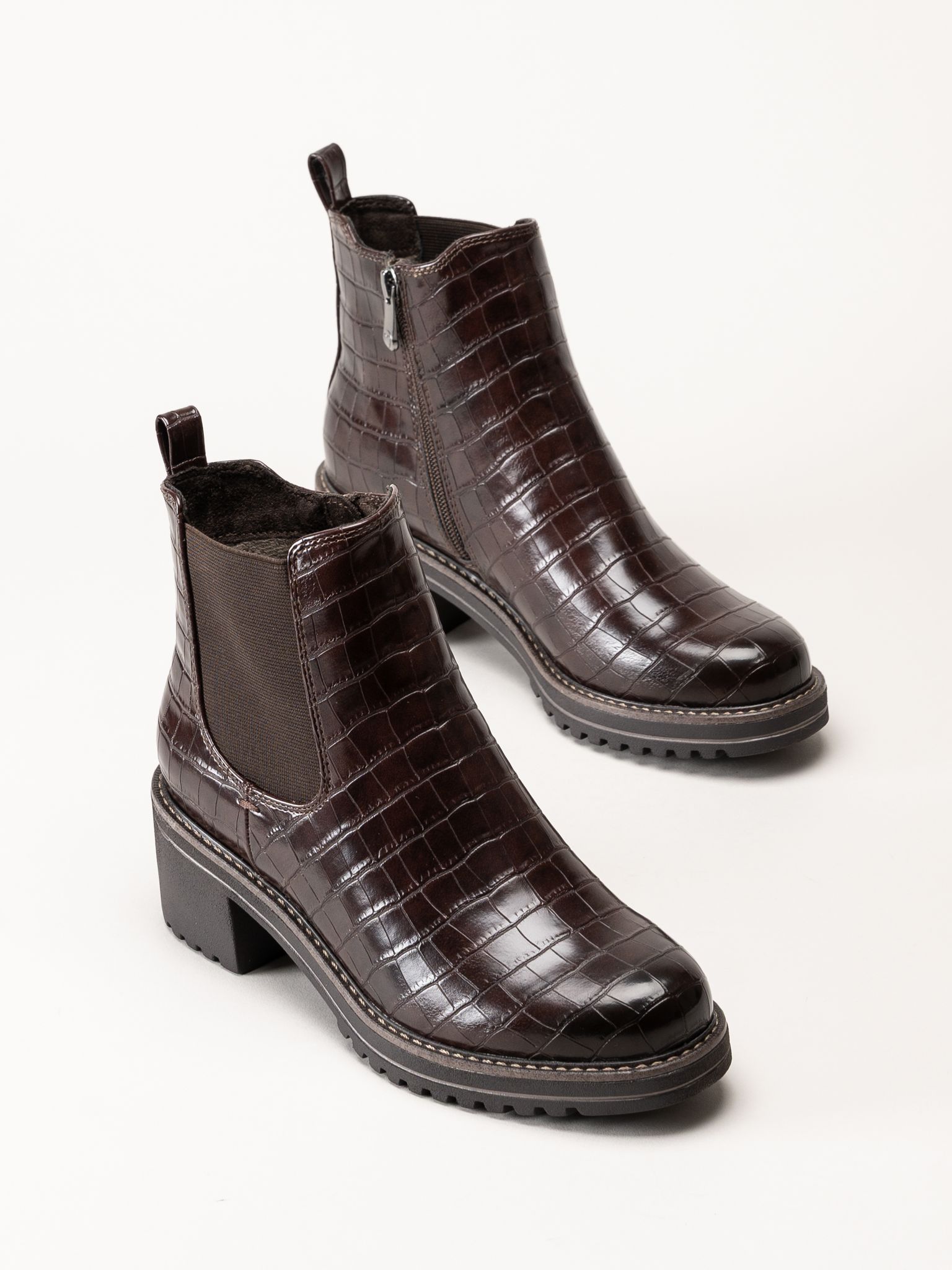 Marco Tozzi - Mörkbruna fodrade boots