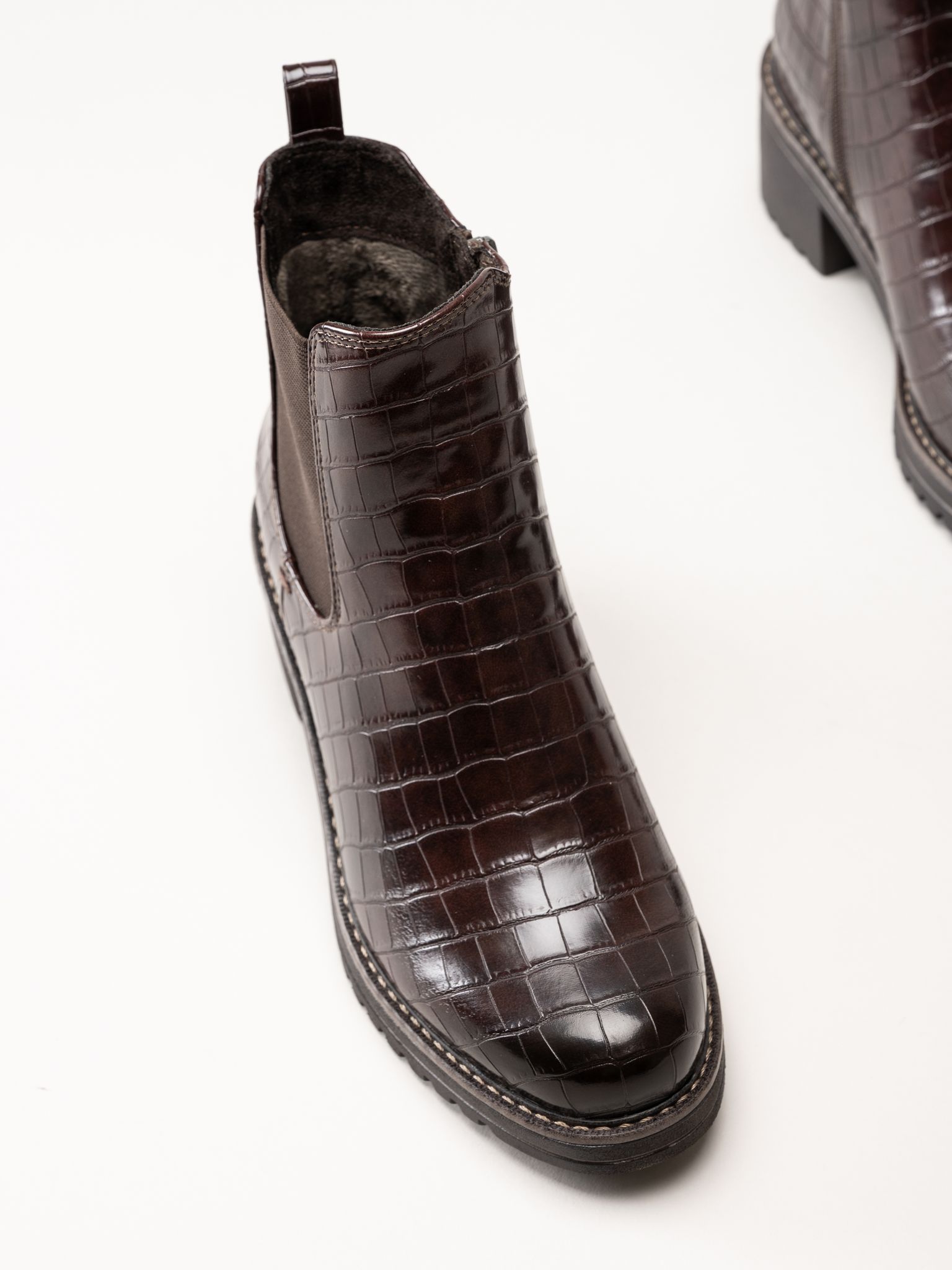 Marco Tozzi - Mörkbruna fodrade boots