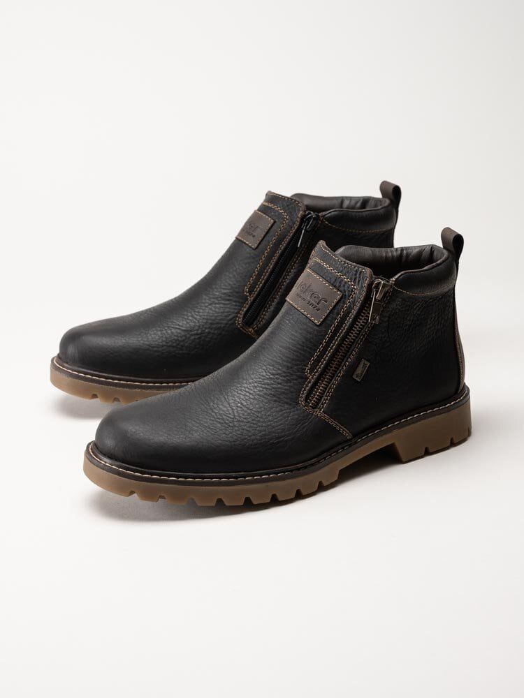 Rieker - Mörkbruna fodrade boots i skinn