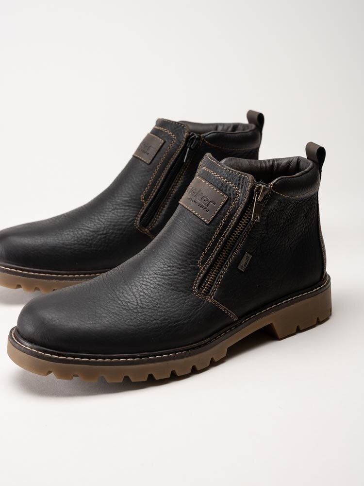 Rieker - Mörkbruna fodrade boots i skinn