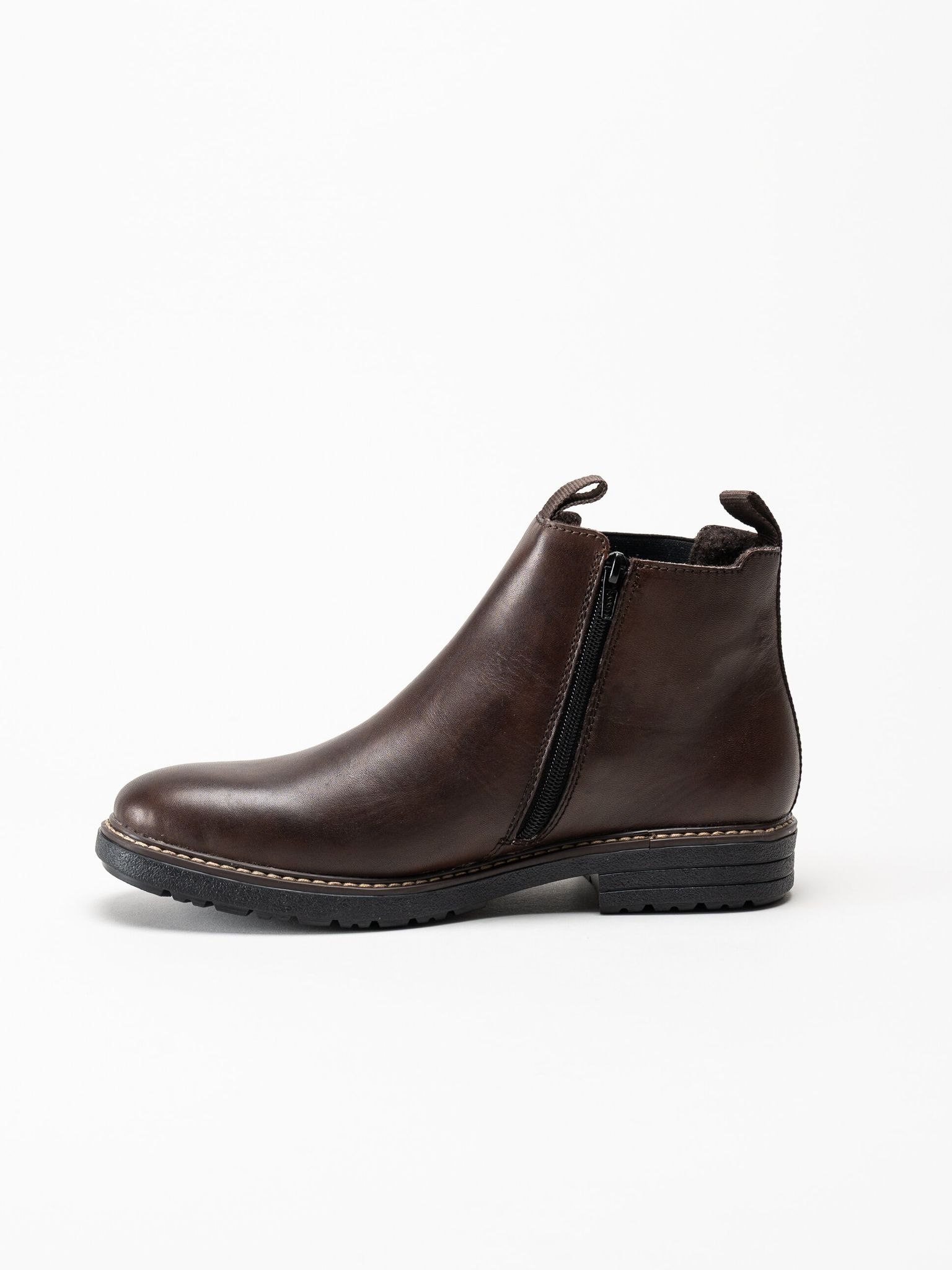 Rieker - Mörkbruna chelsea boots i skinn