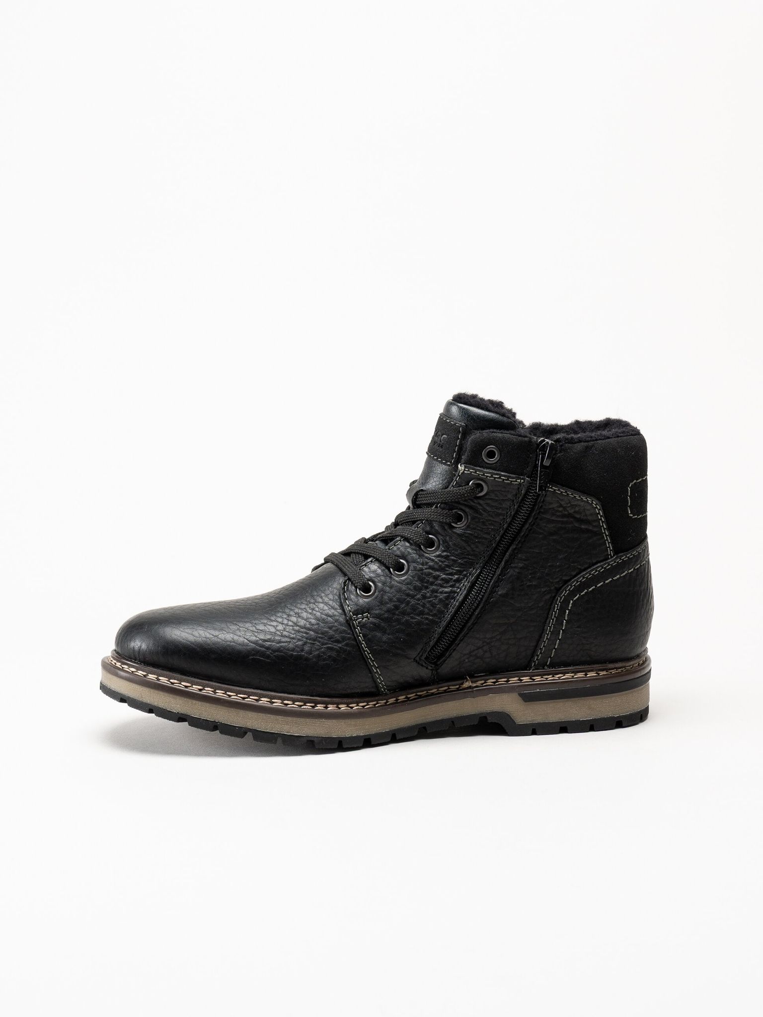 Rieker - Svarta fodrade kängor i skinn