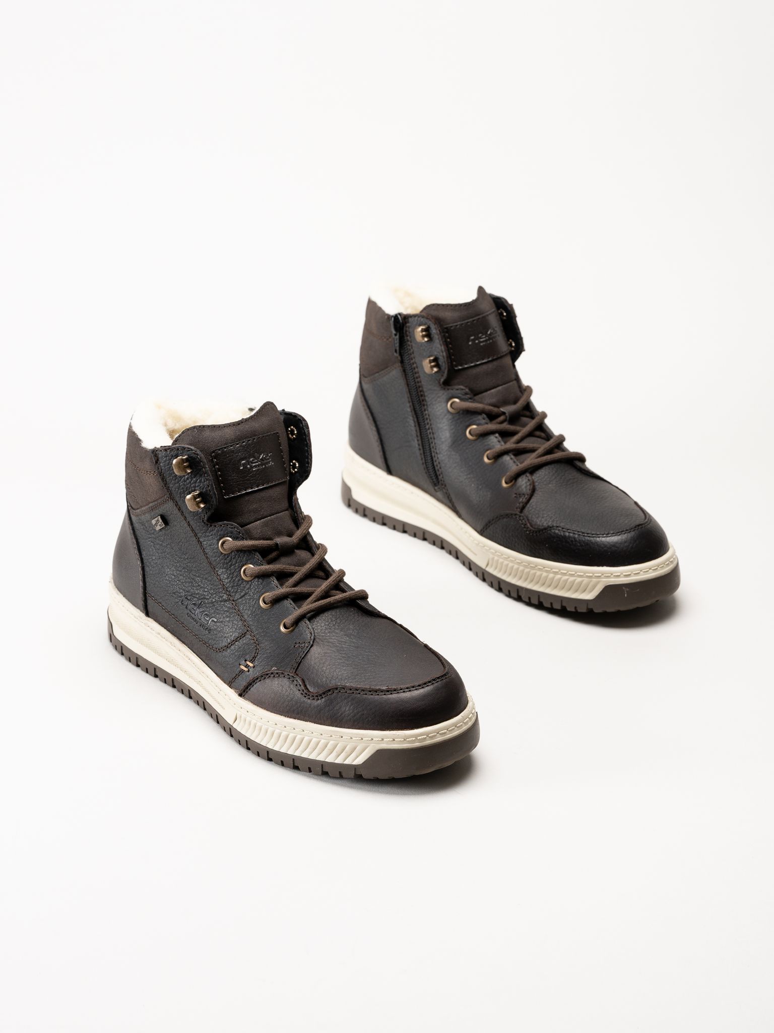 Rieker - Mörkbruna fodrade sneakers
