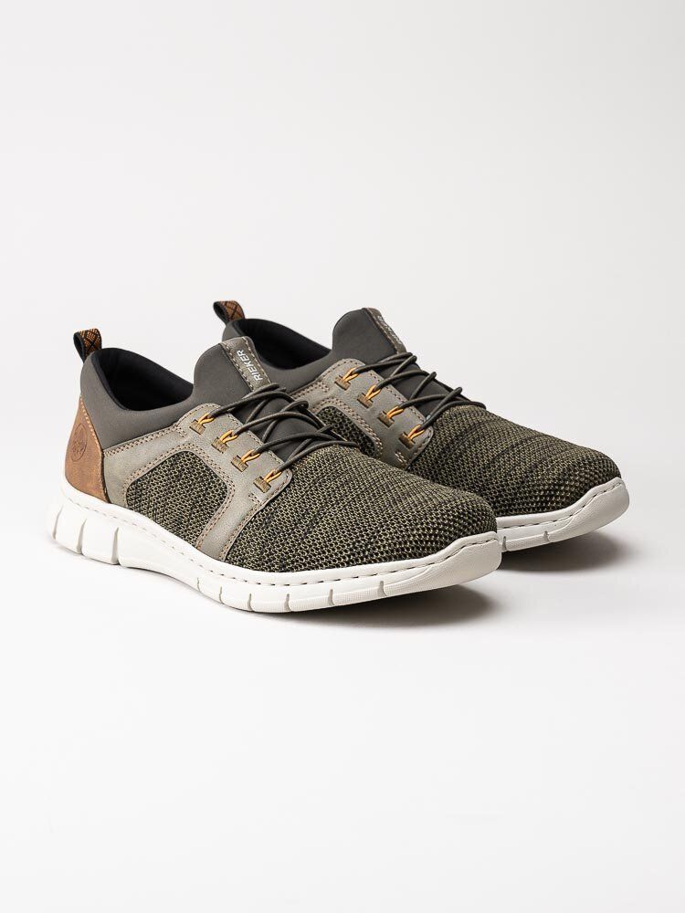 Rieker - Gröna slip on skor i stickad mesh