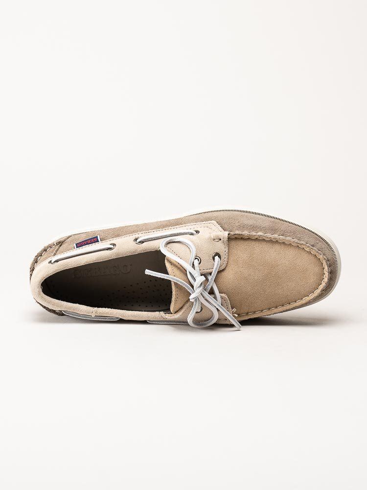 Sebago - Portland Jib - Beige seglarskor i mocka