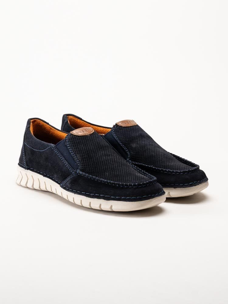 Bugatti - Mörkblå slip on skor i mocka