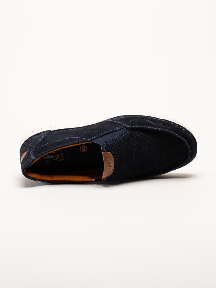 Bugatti - Mörkblå slip on skor i mocka