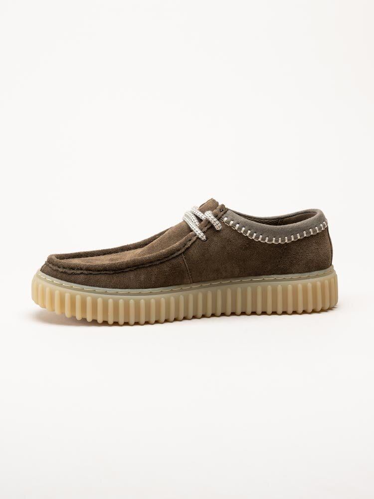 Clarks - Torhill Lo G - Grön bruna snörskor i mocka