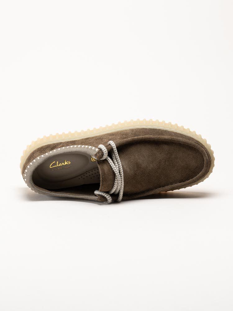 Clarks - Torhill Lo G - Grön bruna snörskor i mocka