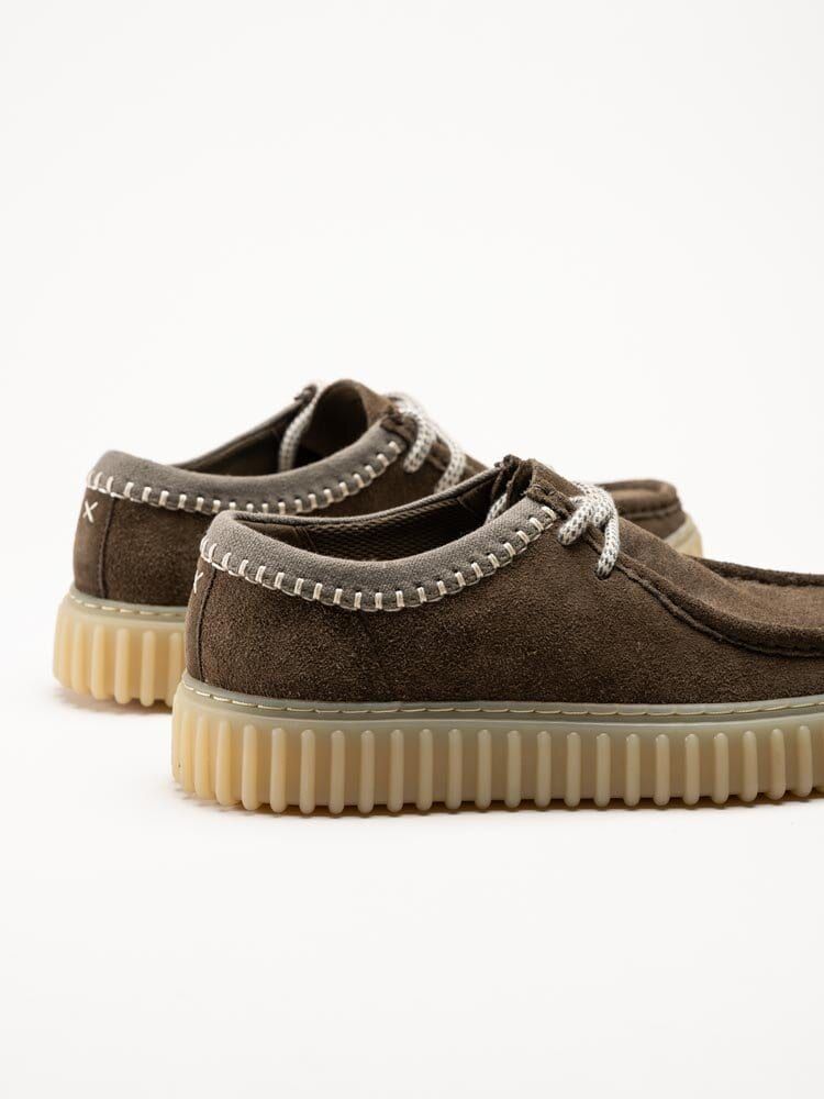 Clarks - Torhill Lo G - Grön bruna snörskor i mocka