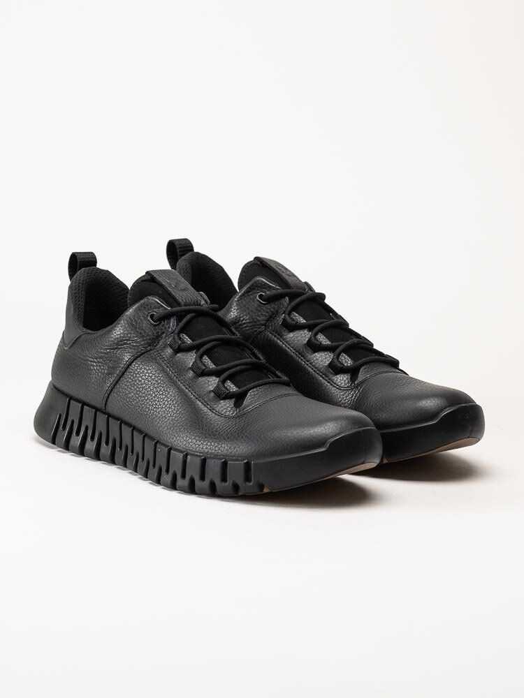 Ecco - Gruuv Sneaker Lea GTX - Svarta skinnsneakers med Gore-Tex