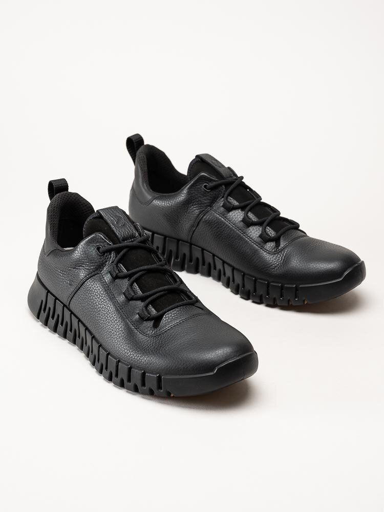 Ecco - Gruuv Sneaker Lea GTX - Svarta skinnsneakers med Gore-Tex