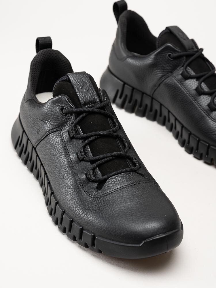 Ecco - Gruuv Sneaker Lea GTX - Svarta skinnsneakers med Gore-Tex