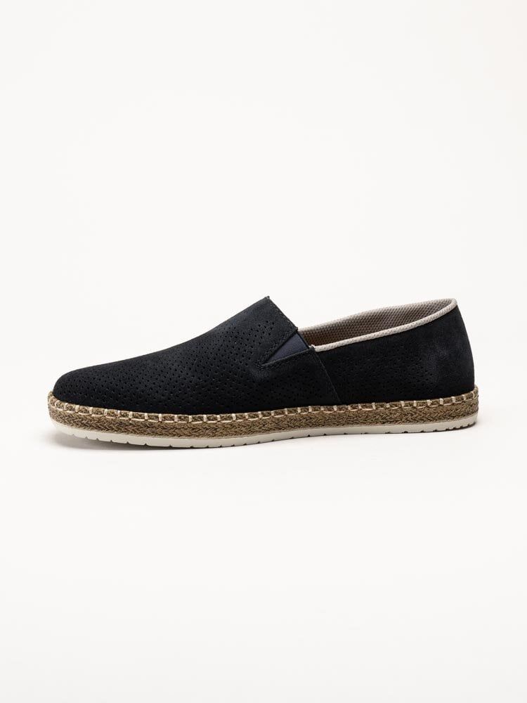 Rieker - Mörkblå slip on skor i nubuck