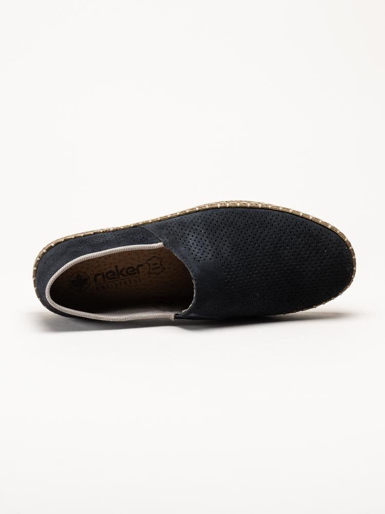 Rieker - Mörkblå slip on skor i nubuck