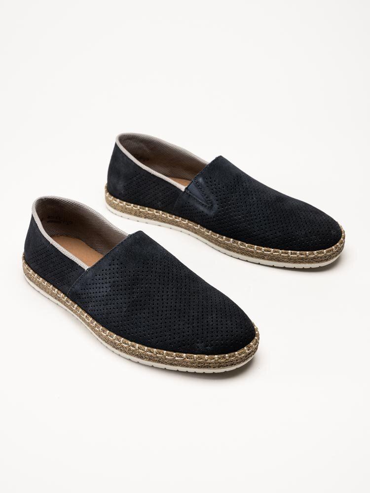 Rieker - Mörkblå slip on skor i nubuck