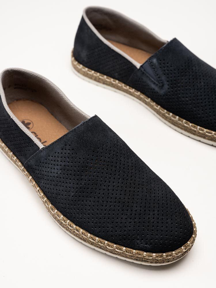 Rieker - Mörkblå slip on skor i nubuck