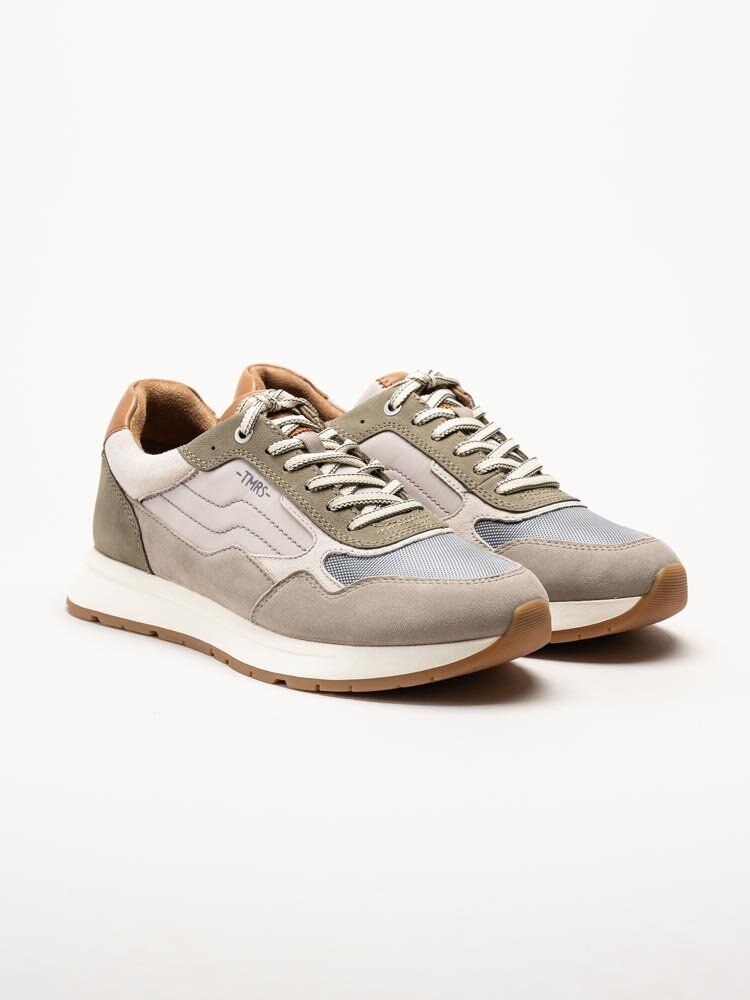 Tamaris Men - Gröna sneakers i mocka och textil