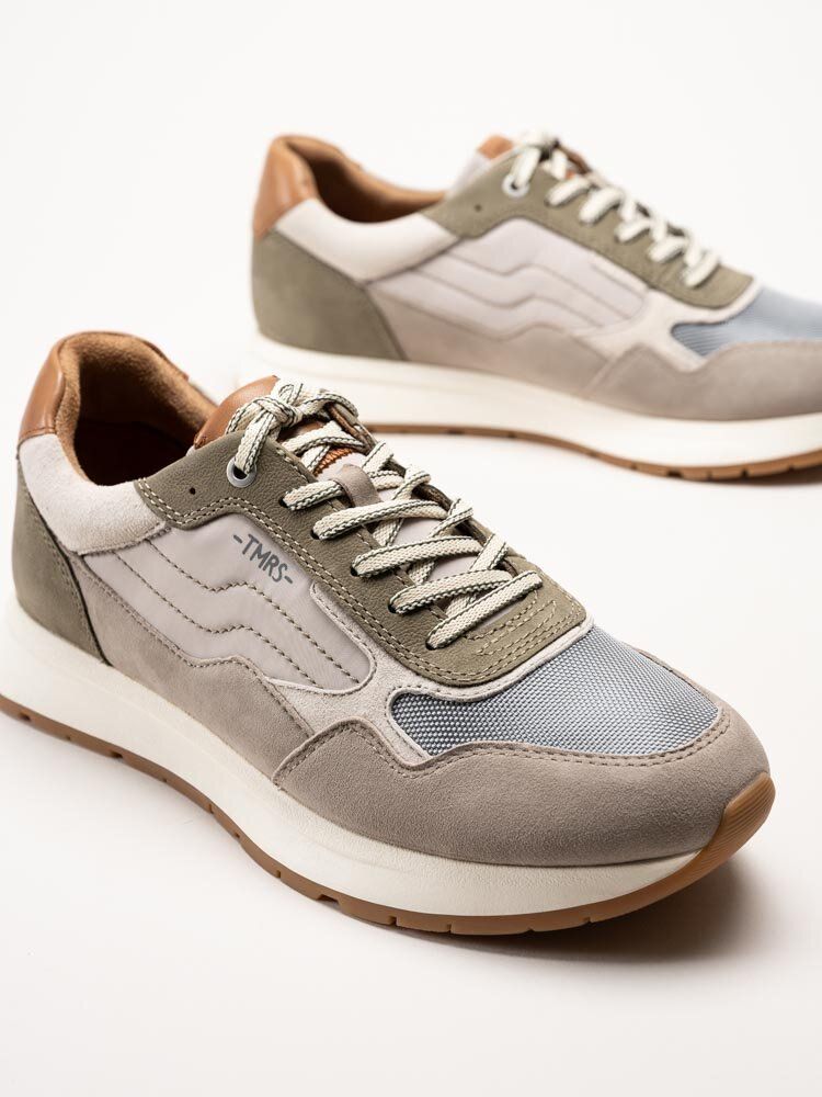 Tamaris Men - Gröna sneakers i mocka och textil