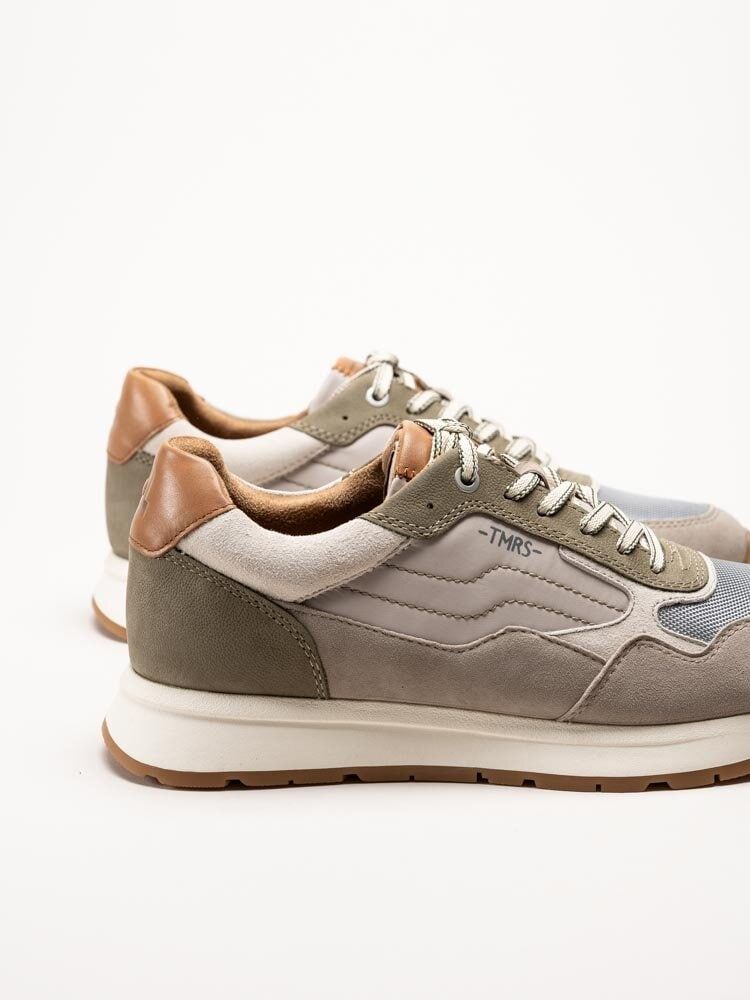 Tamaris Men - Gröna sneakers i mocka och textil