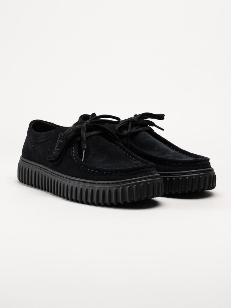 Clarks - Torhill lo G - Svarta snörskor i mocka