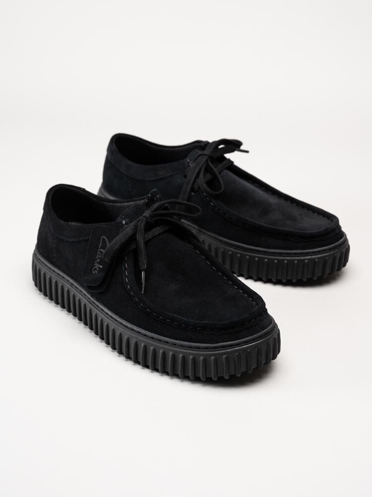 Clarks - Torhill lo G - Svarta snörskor i mocka