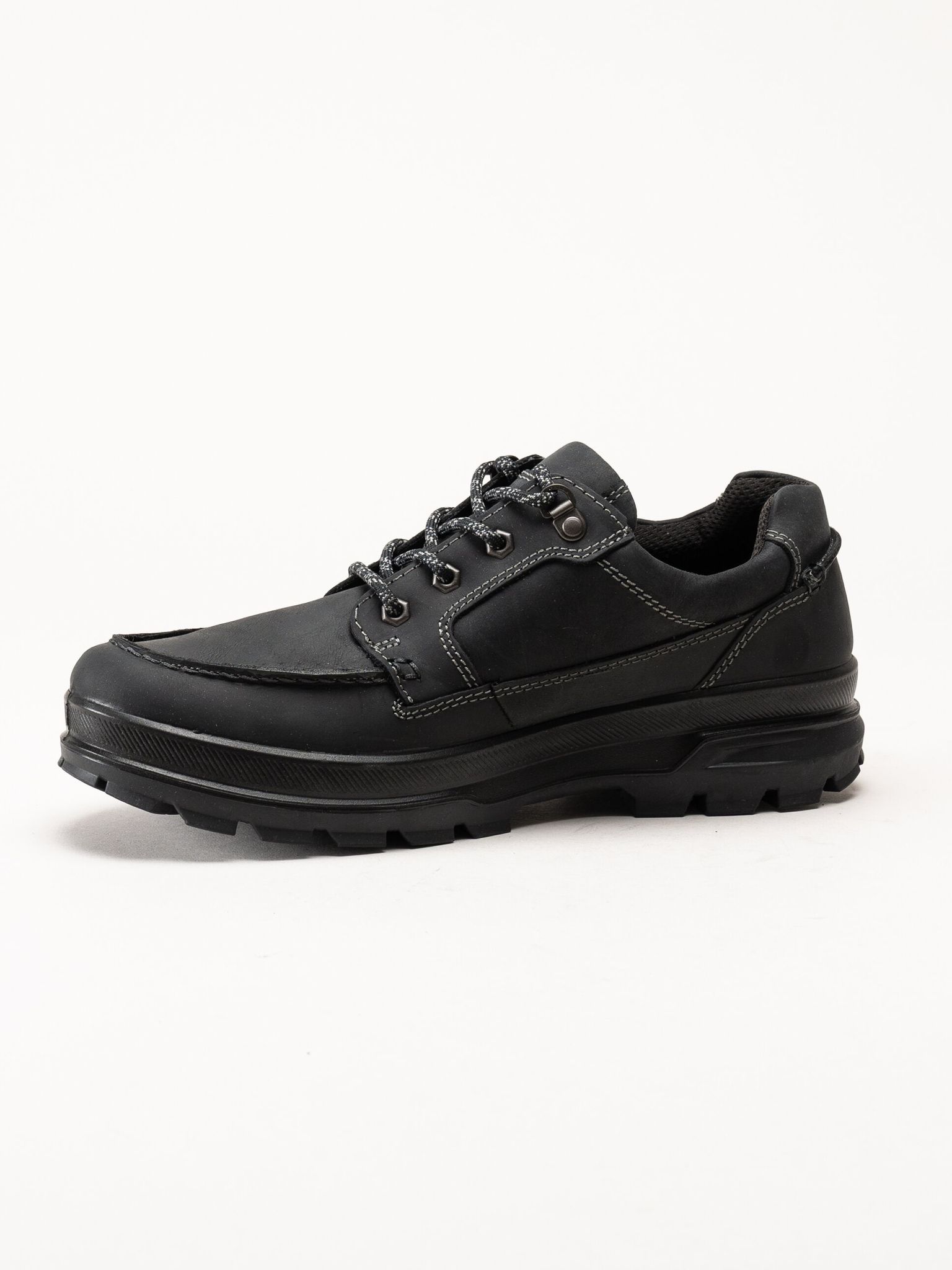 Ecco - Rugged Track WP - Svarta waterproof promenadskor i oljat skinn