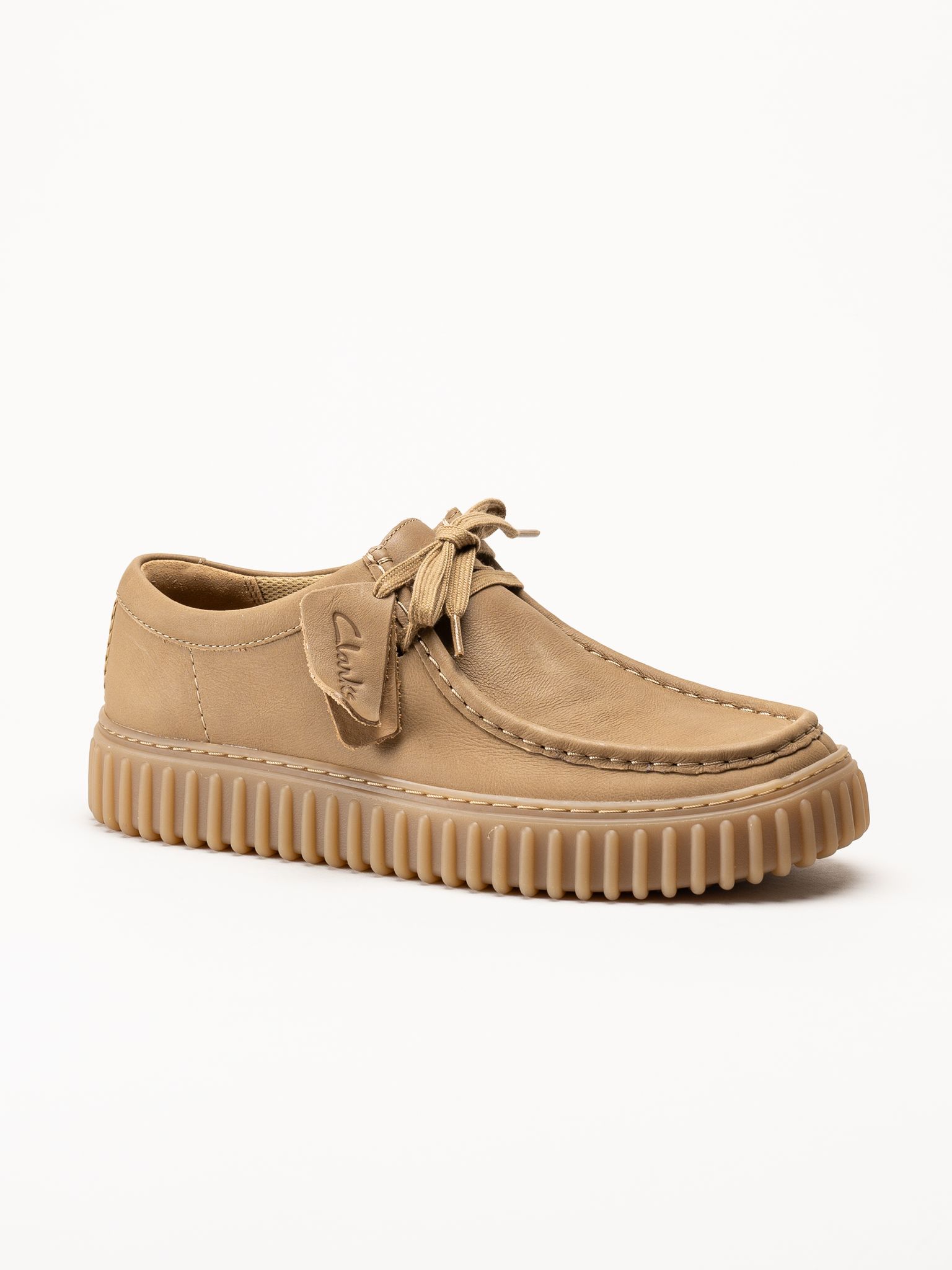 Clarks - Torhill Lo - Beige snörskor i skinn