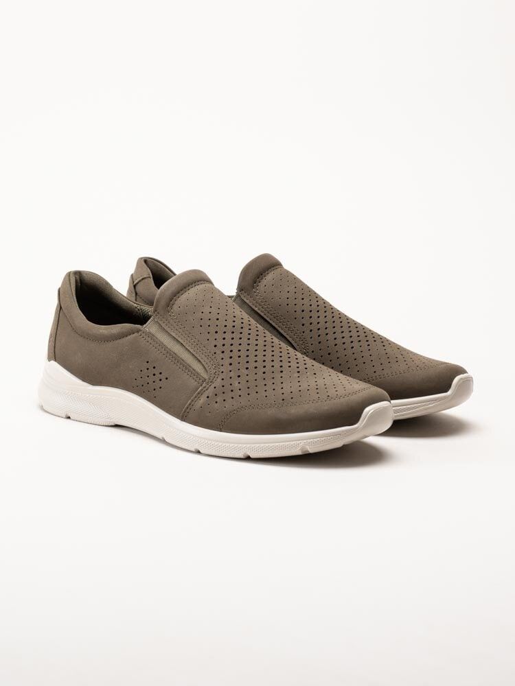 Ecco - Irving - Gröna slip on skor i nubuck