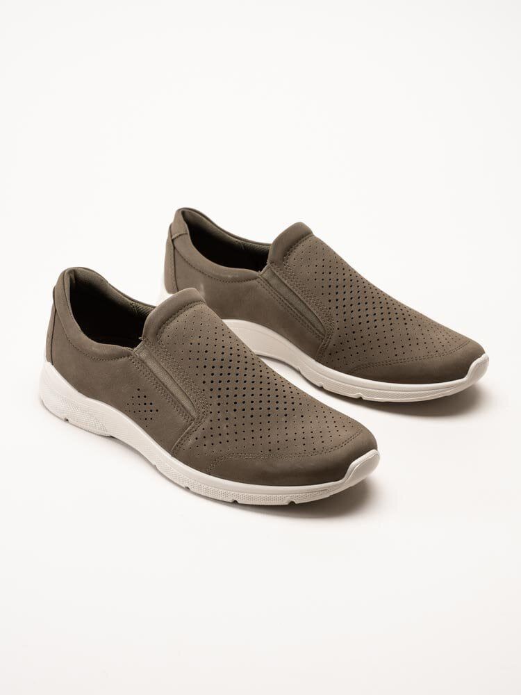 Ecco - Irving - Gröna slip on skor i nubuck
