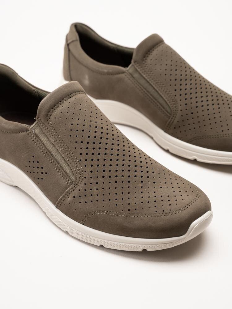 Ecco - Irving - Gröna slip on skor i nubuck