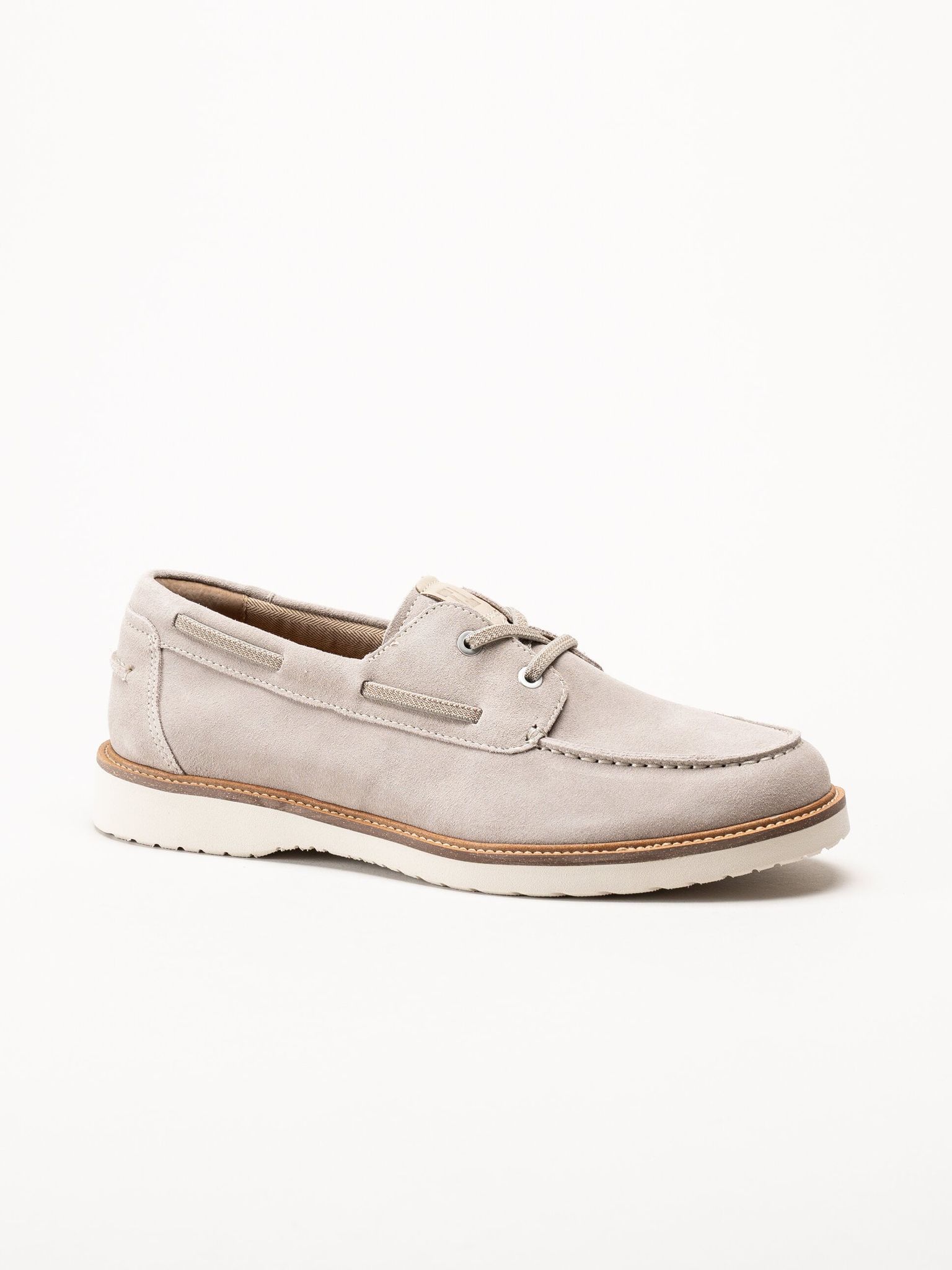 Tamaris - Beige seglarskor i mocka