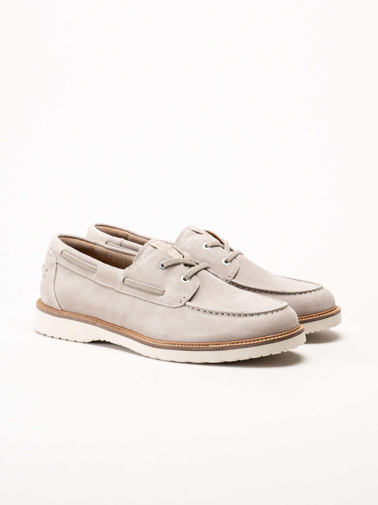 Tamaris - Beige seglarskor i mocka