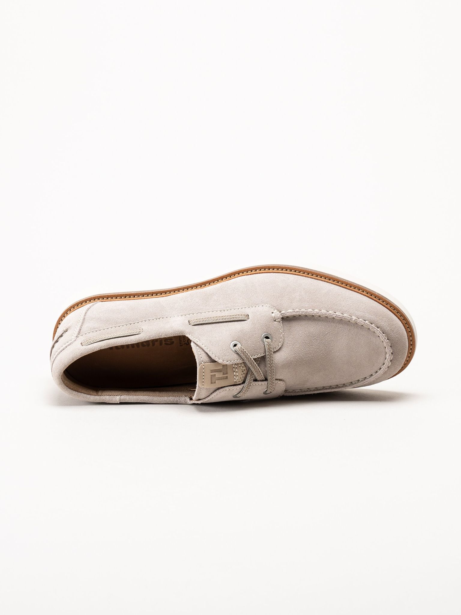 Tamaris - Beige seglarskor i mocka