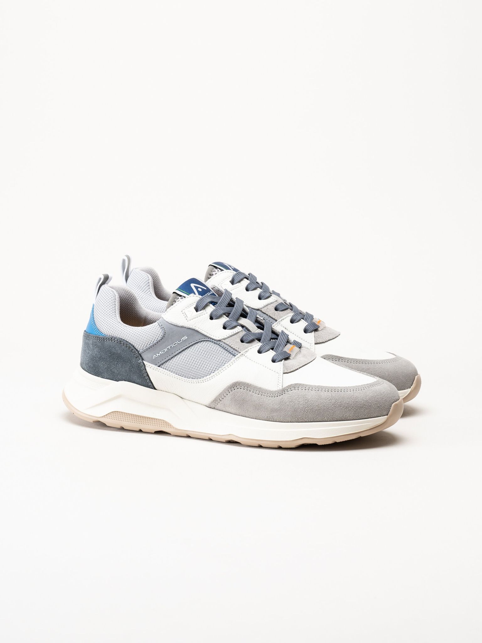 Ambitious - Gråblå sneakers i skinn och mocka