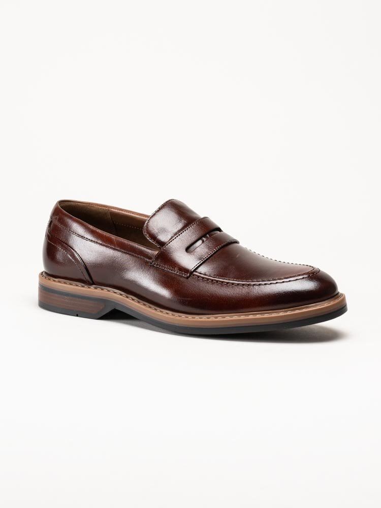 Clarks - Aldwin Step G - Bruna slip-on loafers i skinn
