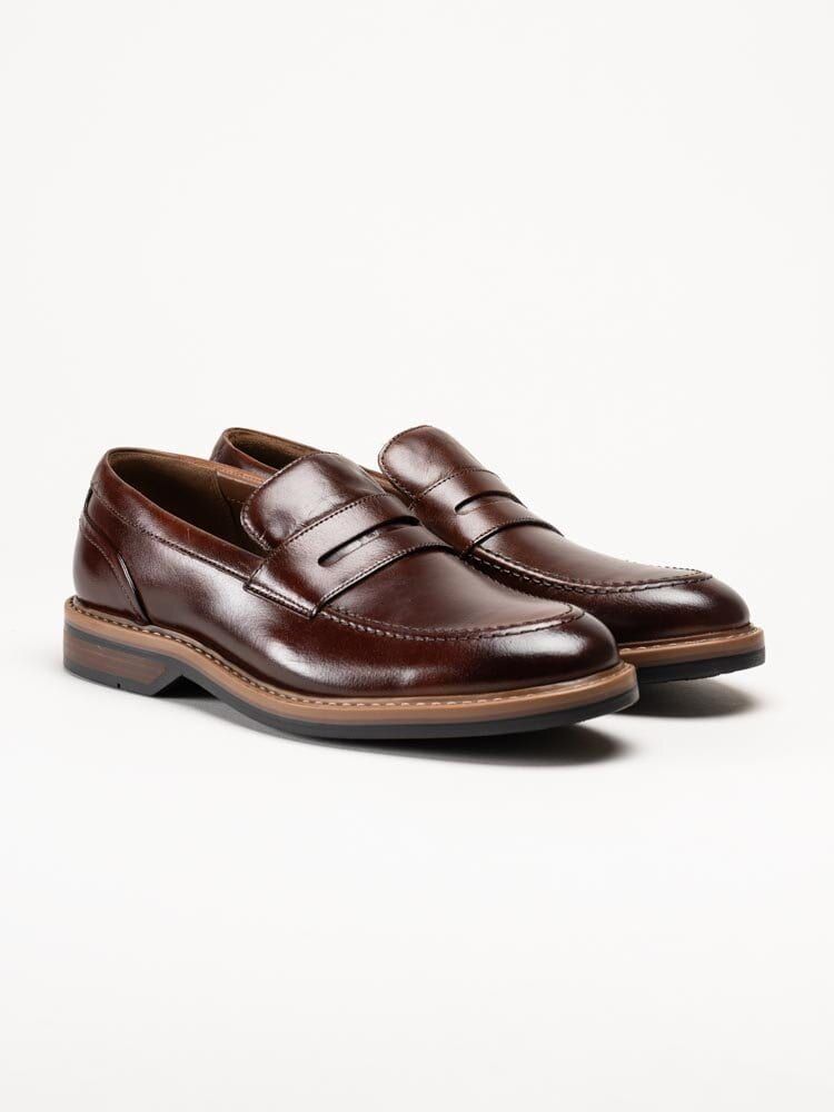 Clarks - Aldwin Step G - Bruna slip-on loafers i skinn