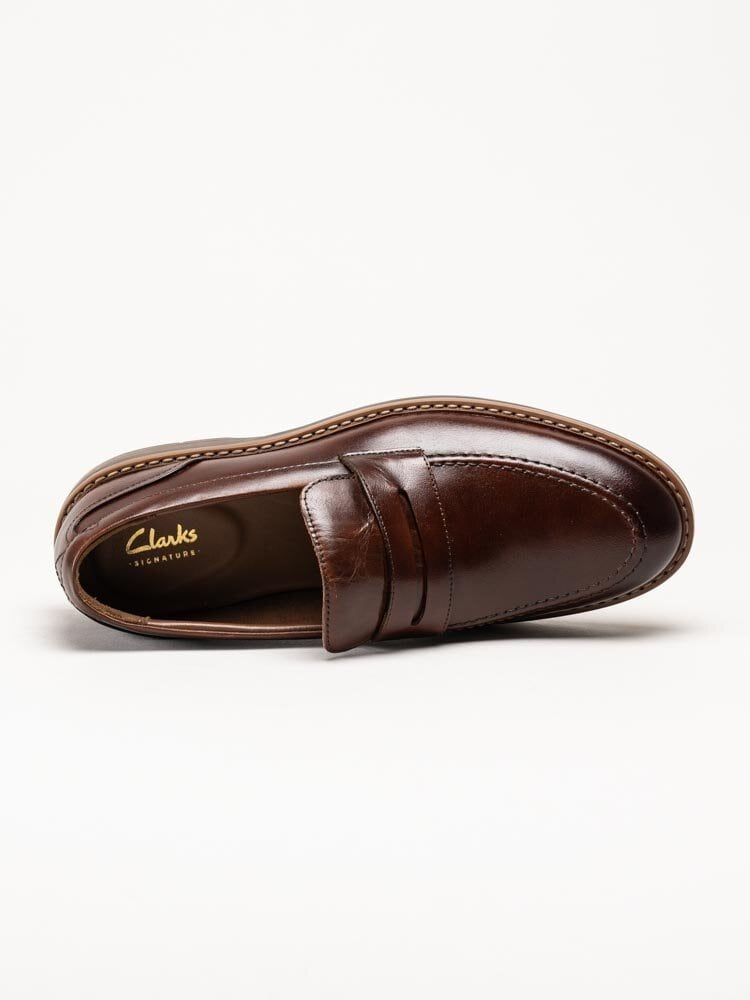 Clarks - Aldwin Step G - Bruna slip-on loafers i skinn