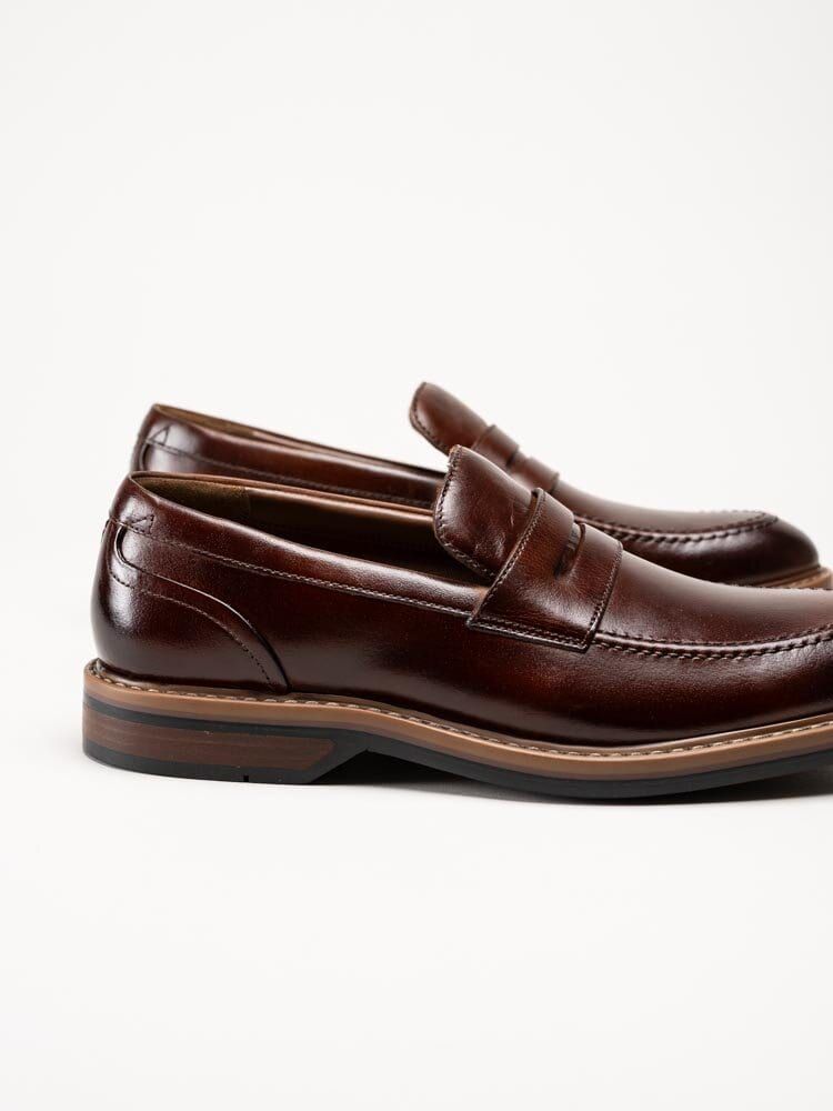 Clarks - Aldwin Step G - Bruna slip-on loafers i skinn