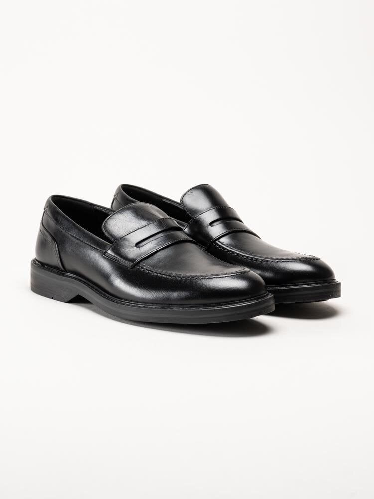 Clarks - Aldwin Step G - Svarta slip-on loafers i skinn