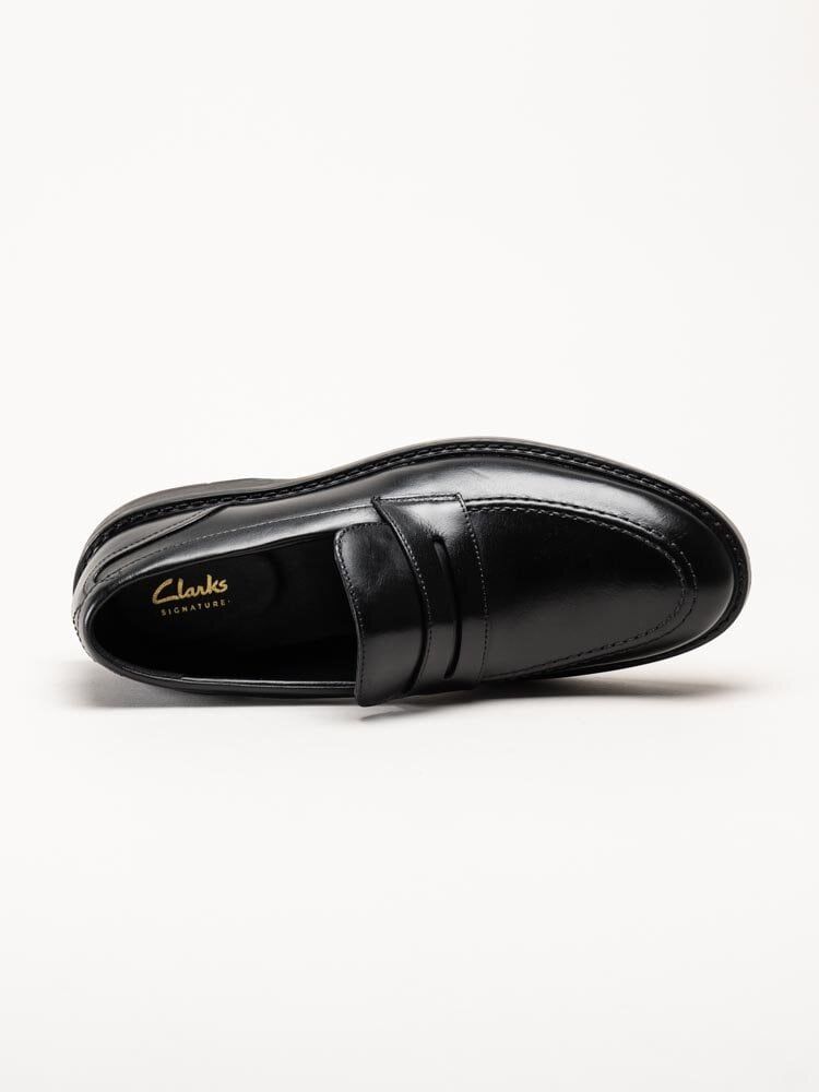 Clarks - Aldwin Step G - Svarta slip-on loafers i skinn