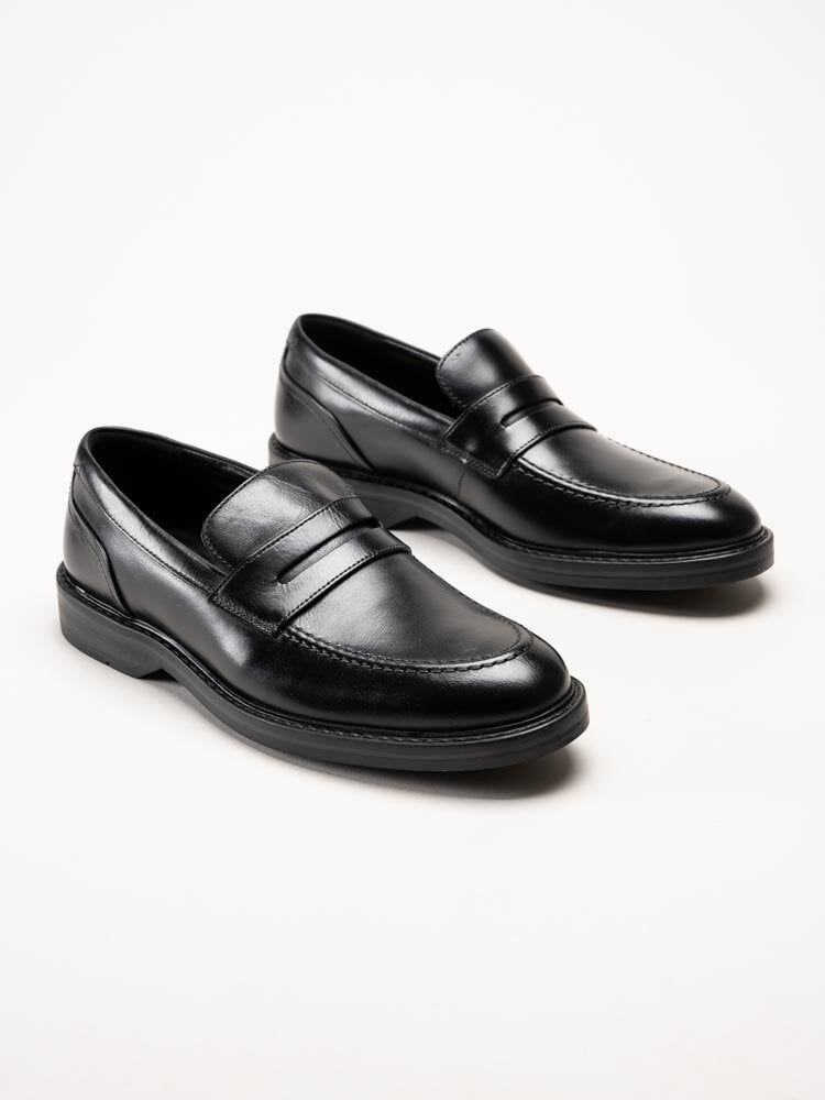 Clarks - Aldwin Step G - Svarta slip-on loafers i skinn