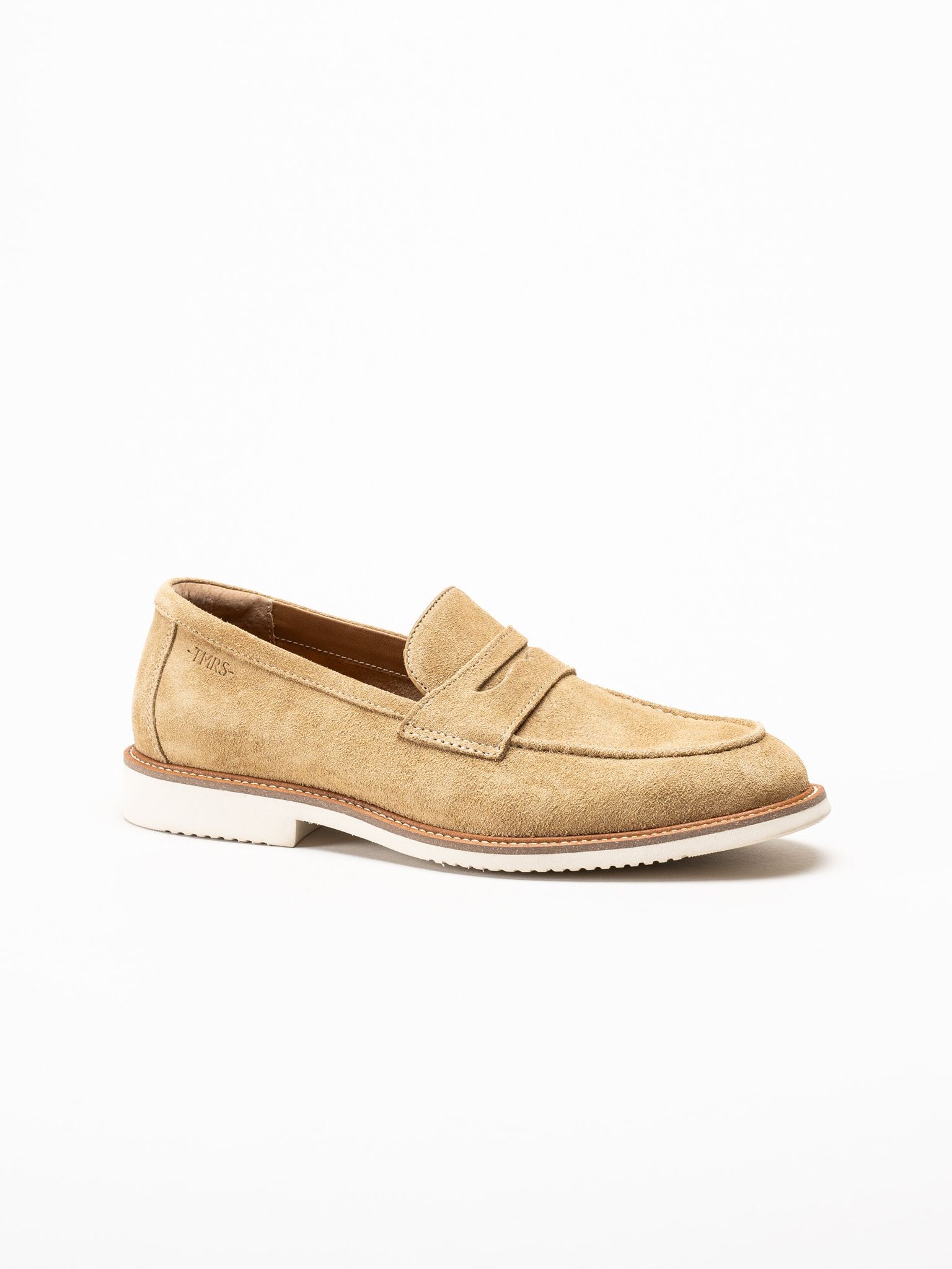 Tamaris - Ljusbruna loafers i mocka