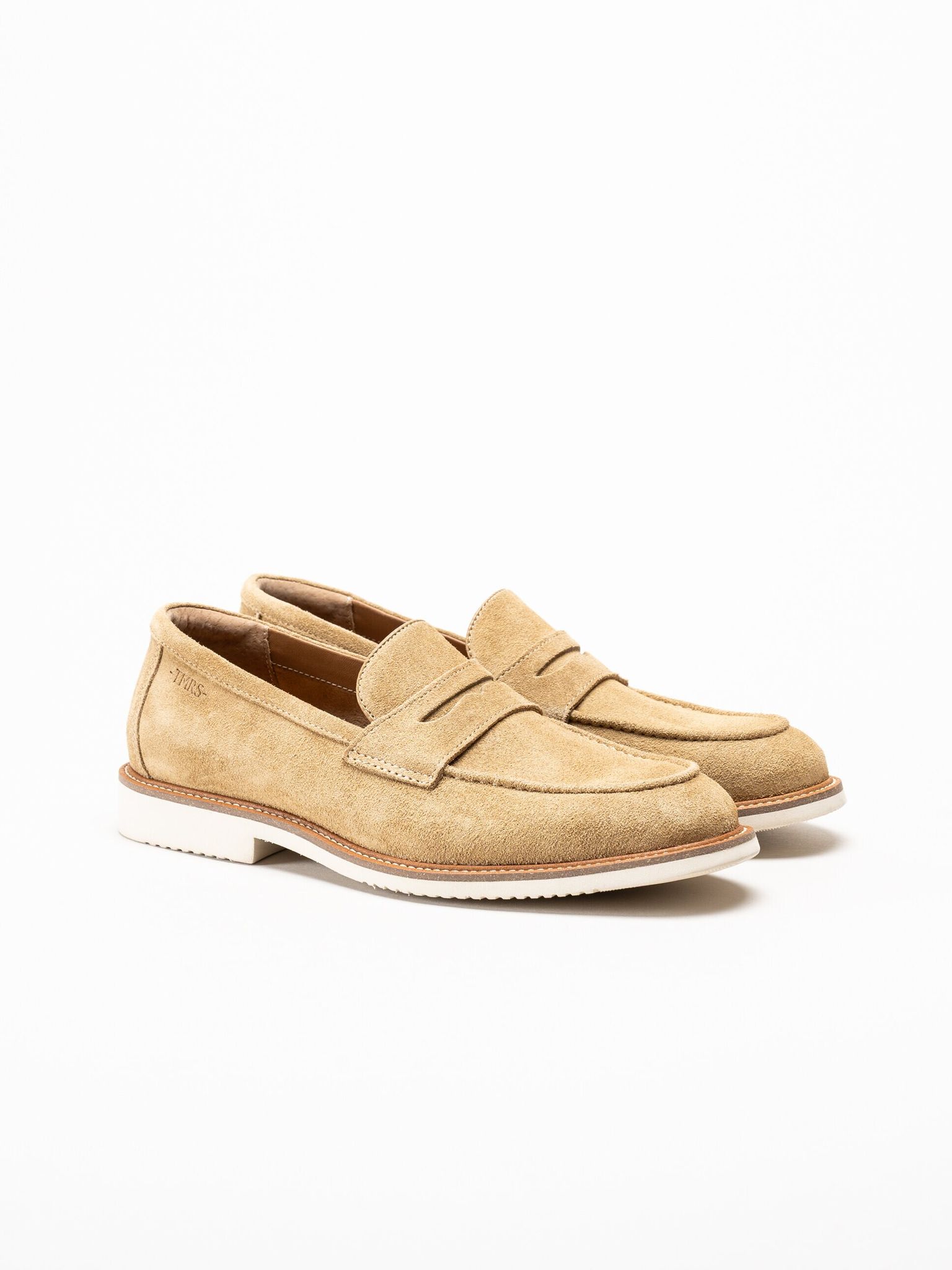 Tamaris - Ljusbruna loafers i mocka