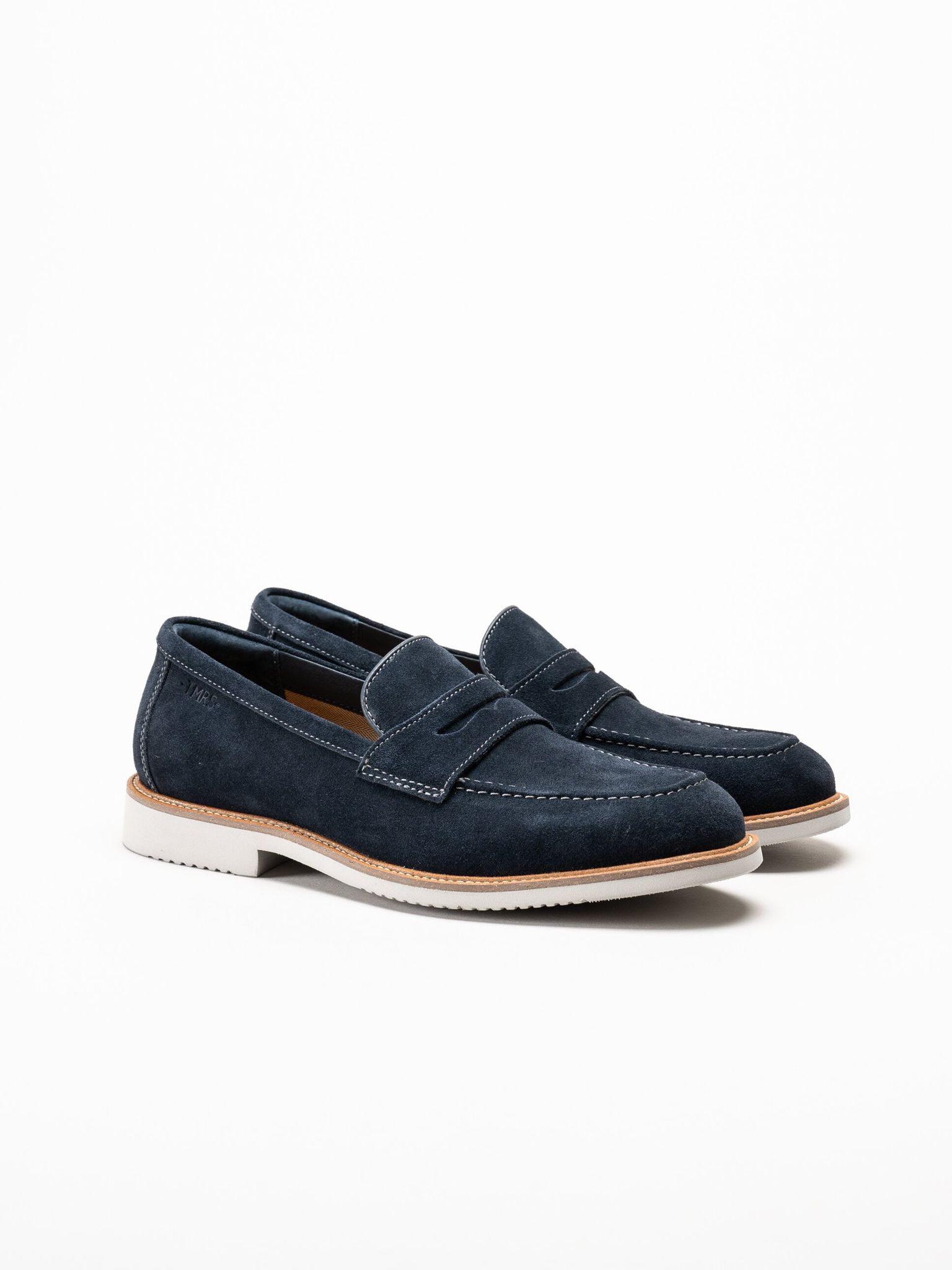 Tamaris - Marinblå loafers i mocka