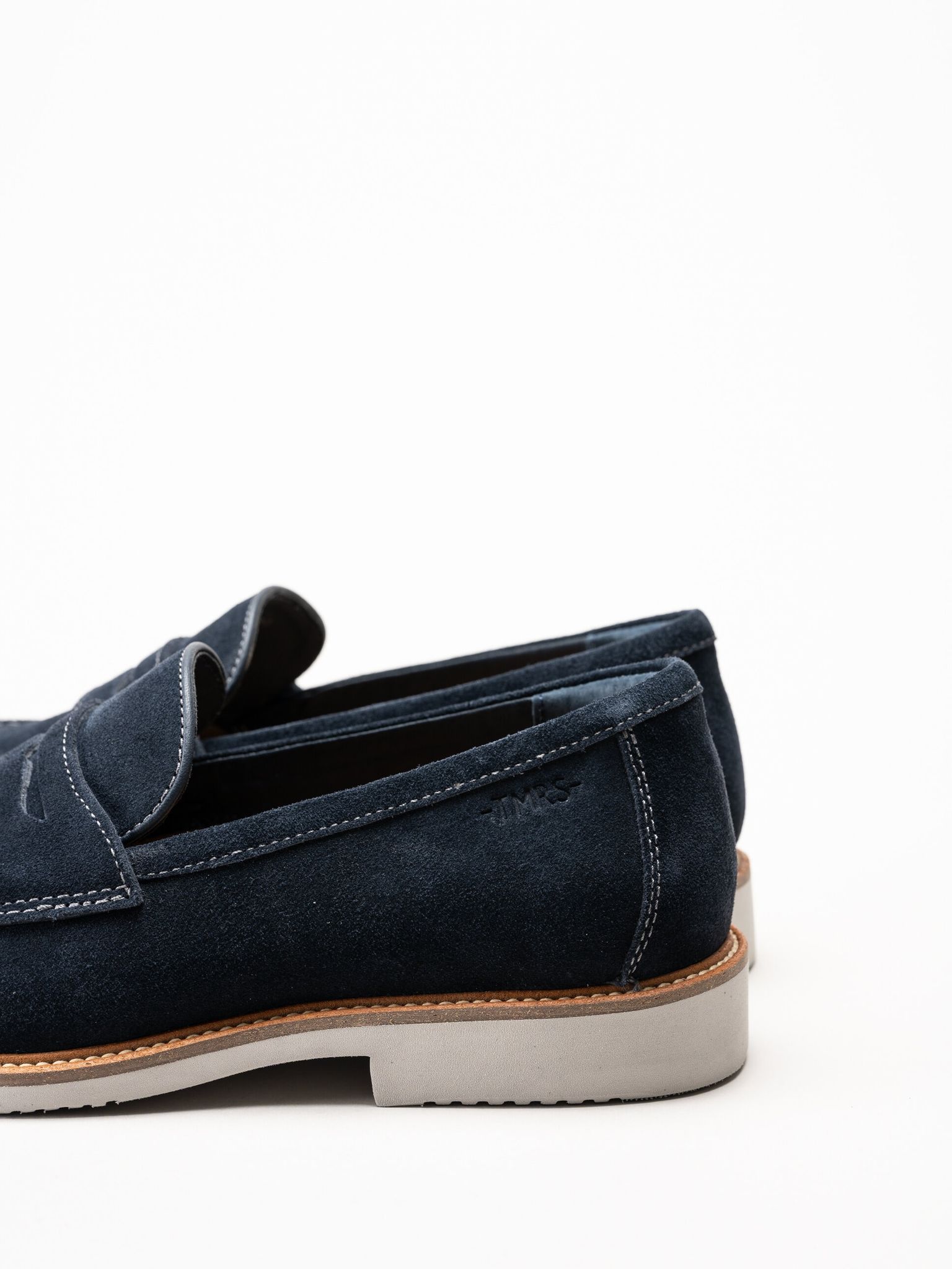Tamaris - Marinblå loafers i mocka