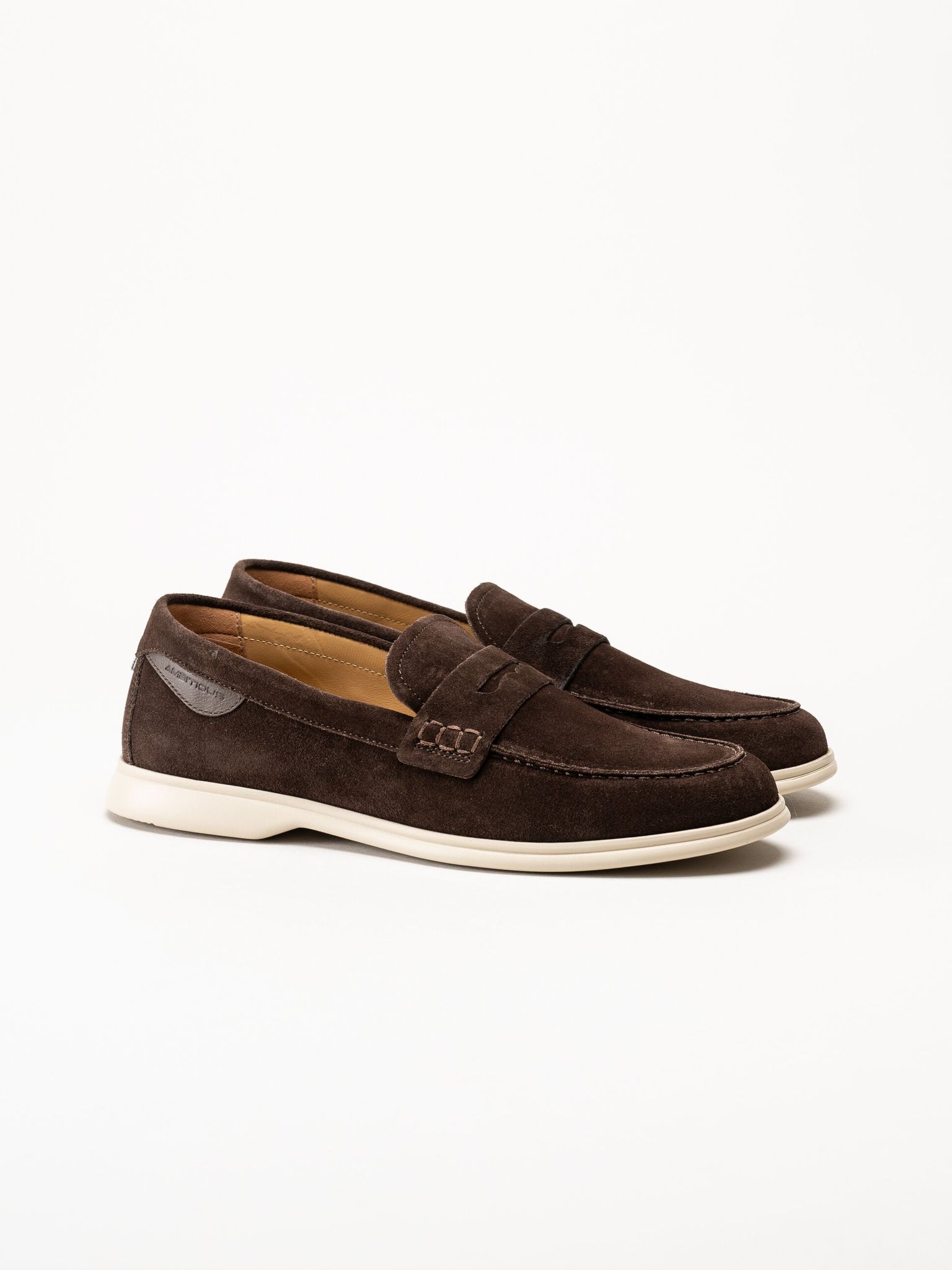 Ambitious - Mörkbruna pennyloafers i mocka