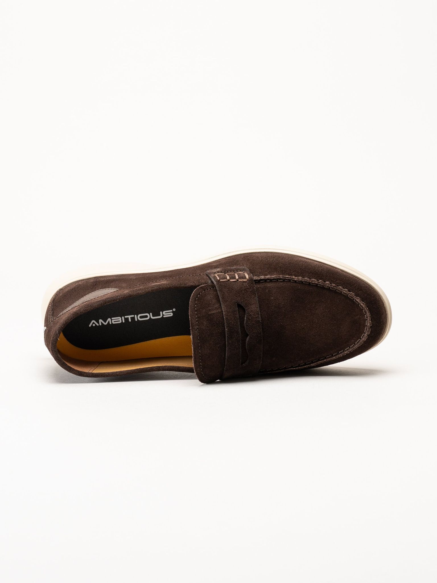 Ambitious - Mörkbruna pennyloafers i mocka