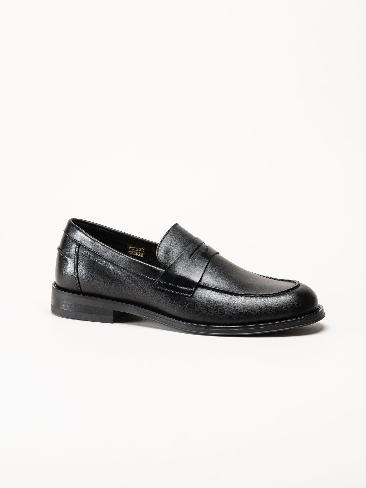 Ambitious - Svarta pennyloafers i skinn